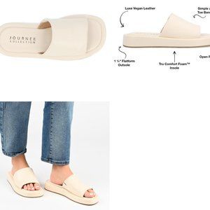 NEW Journee Collection Denrie Platform Sandal, Off White, Size 8.5M
